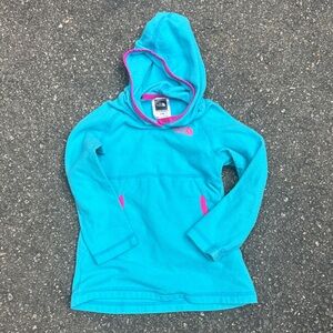 The North Face Kids Teal Hoodie with Pink Trim